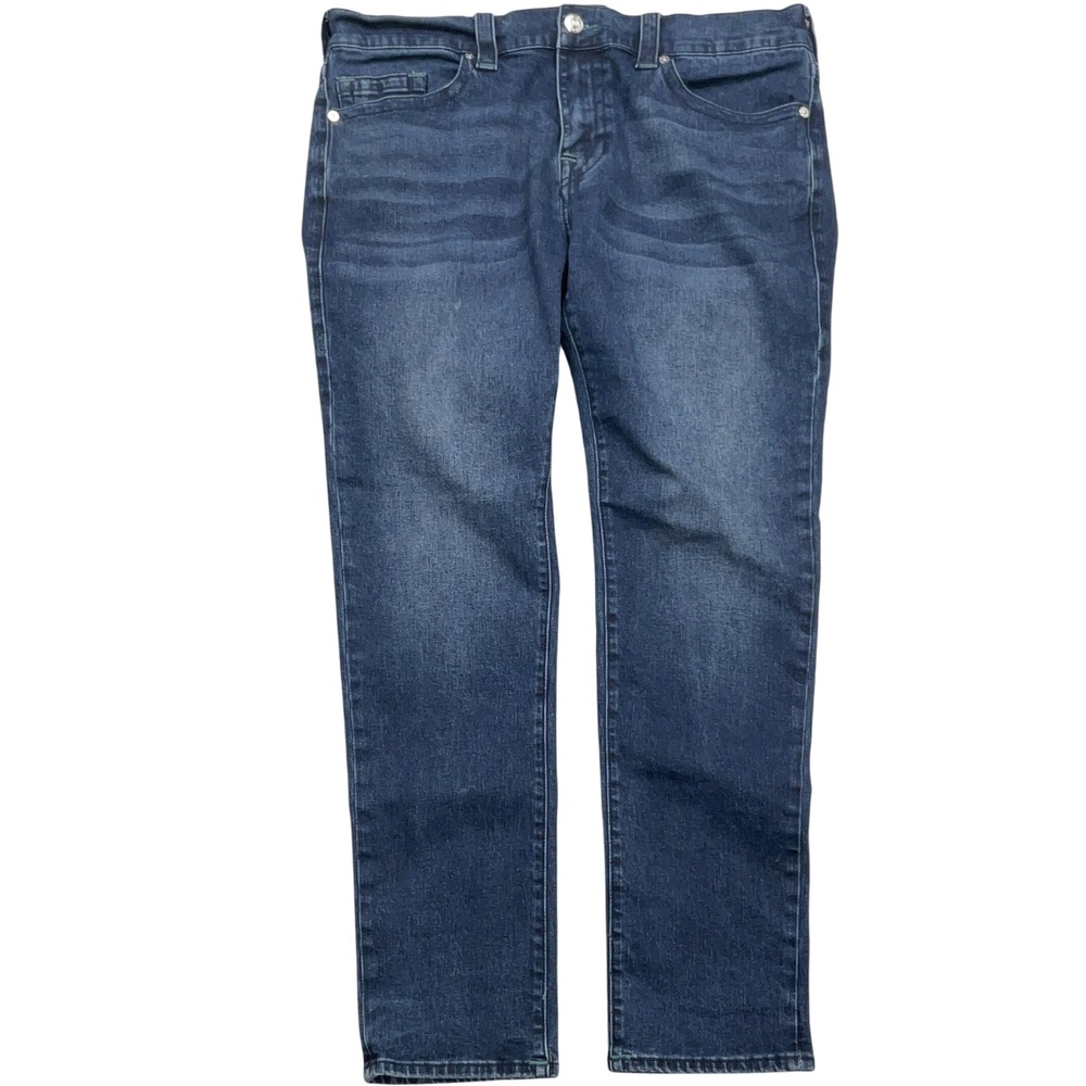 True Religion Rocco Jeans Men 38 Blue‎ Relaxed Skinny Dark Wash Denim Metal Rock